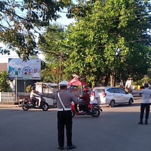 Sat Lantas Polres Bima Kota Laksanakan Rawan Pagi/Strong Point Guna Antisipasi Kemacetan dan Laka Lantas