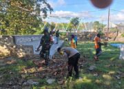 Bhabinkamtibmas Desa Goa Bersama Babinsa dan Pemerintah Kecamatan Jereweh Gelar Gotong Royong Bersama