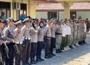 Personil Polres Dompu Bersama TNI, Brimob, dan Sat Pol PP Amankan Aksi Unjuk Rasa Damai oleh PMII di Kantor DPRD Kabupaten Dompu