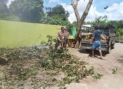 Perkuat Sinergi, Bhabinkamtibmas dan Staf Desa Berora Gelar Gotong Royong