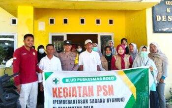 Cegah Penyebaran Virus DBD, Bhabinkamtibmas Polsek Bolo Bersama Nakes Sosialisasi PSN di Desa Kara