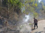Sigap Padamkan Titik Api di Kilometer 78, Kapolsek Lunyuk Bersama Warga Tanggulangi Kebakaran Hutan dan Lahan